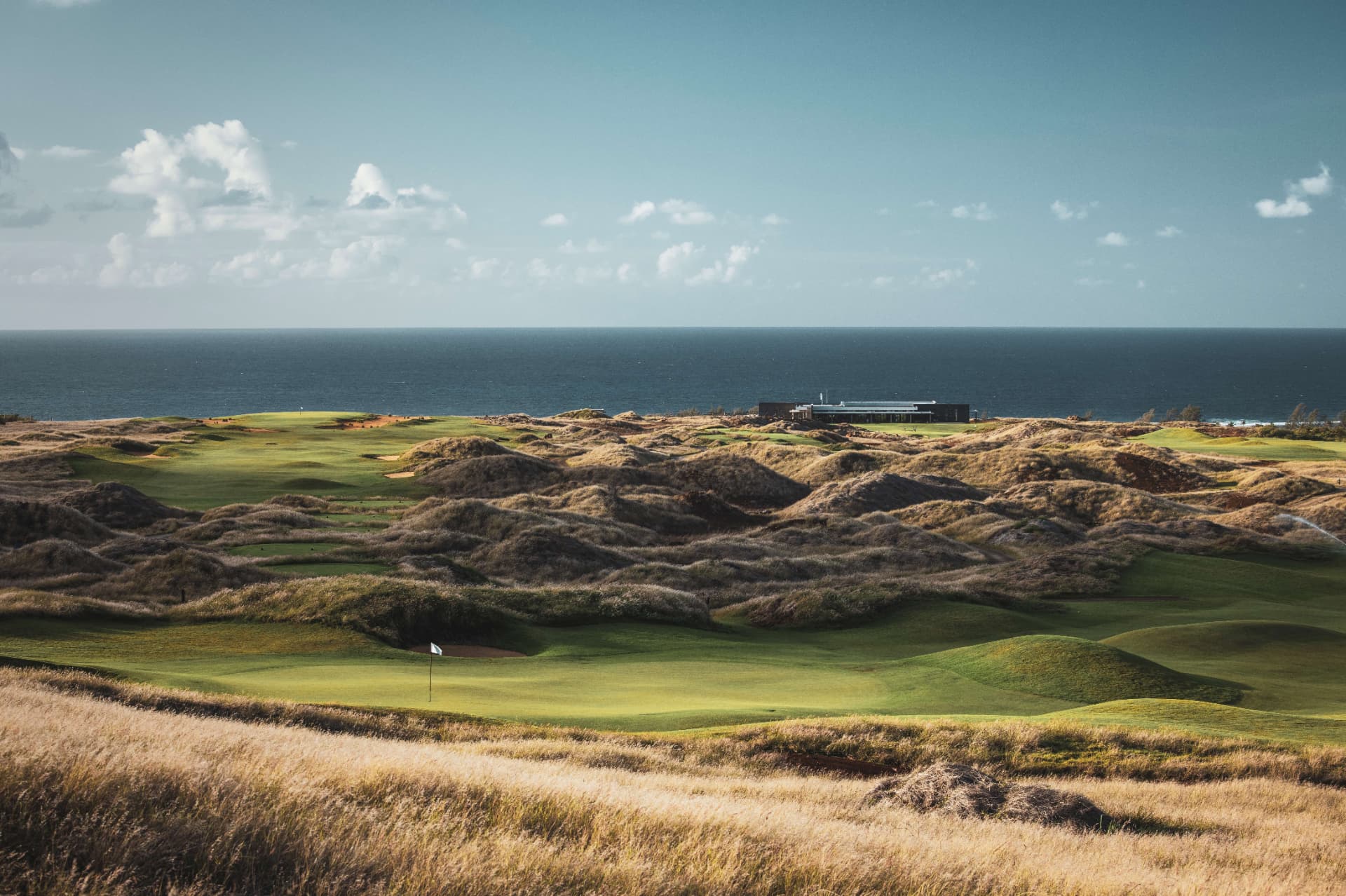 Rolling dunes and fairways at La Réserve Golf Links, Bel Ombre, Mauritius